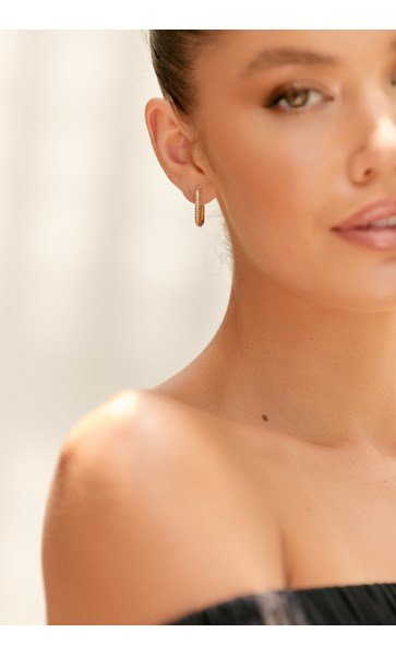 Diamante Front Link Shape Hoops