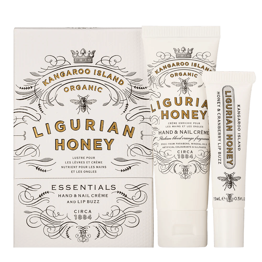 Organic Ligurian Honey Lip + Hand & Nail Essentials Pack
